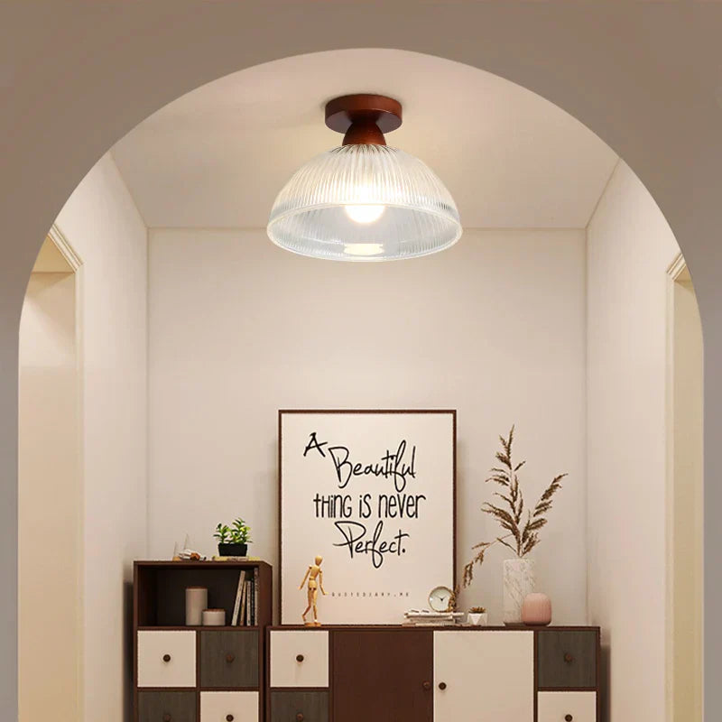 Wood Glass LED Ceiling Lights Modern Luminaria De Teto for Home Décor