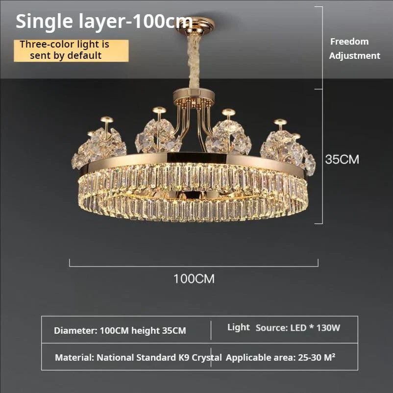 Crystal Chandelier: Postmodern Light Luxury Double-Layer Pendant for Home Living Room