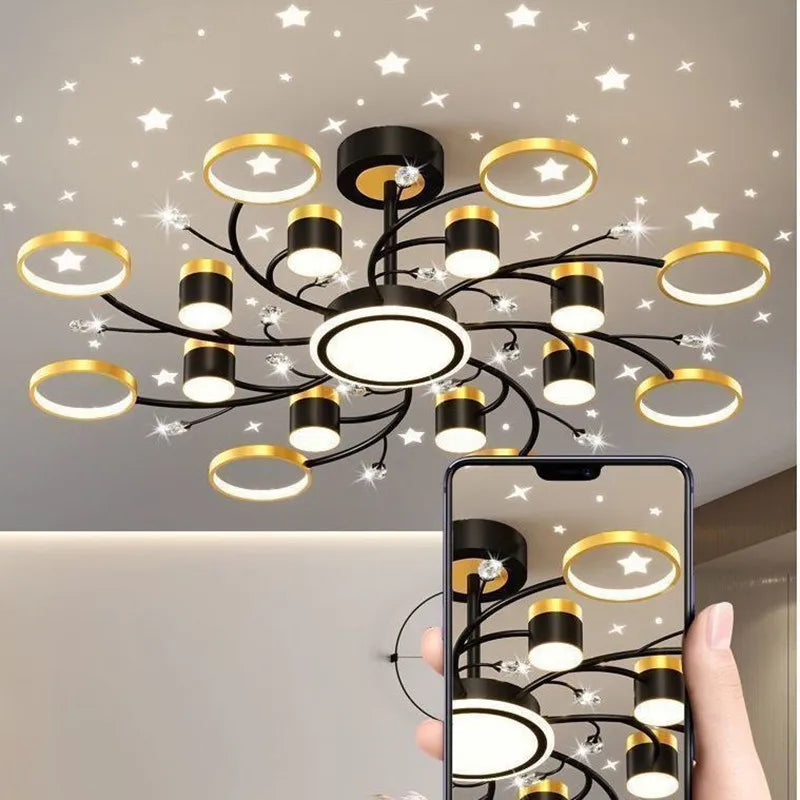 Nordic Starry Sky Dimmable LED Ceiling Chandelier for Home Decor Lighting
