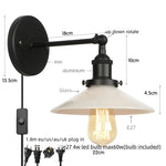 White Glass LED Wall Light Sconce Vintage Bedroom Lamp Industrial Wall Lights