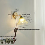 Blue Glass Wall Sconce Pull Chain Switch Rotate Stair Light