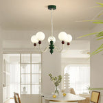 Modern Cream Green Glass Chandelier for Bedroom Living Room Kitchen