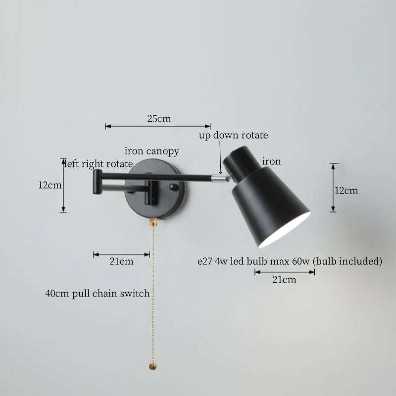Black Iron LED Wall Sconce for Home Decor - Modern Nordic Style