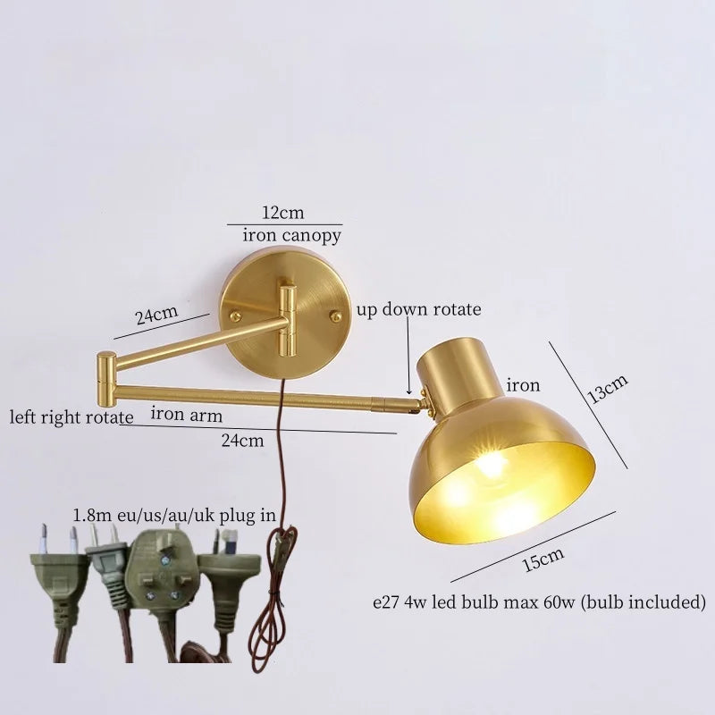 Afralia™ Long Arm LED Wall Lights Fixture Bedroom Living Room Stair Mirror Bedside Lamp