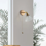 Modern LED Wall Sconce Reading Lamp, Rotatable Clear Glass, Pull Chain Switch