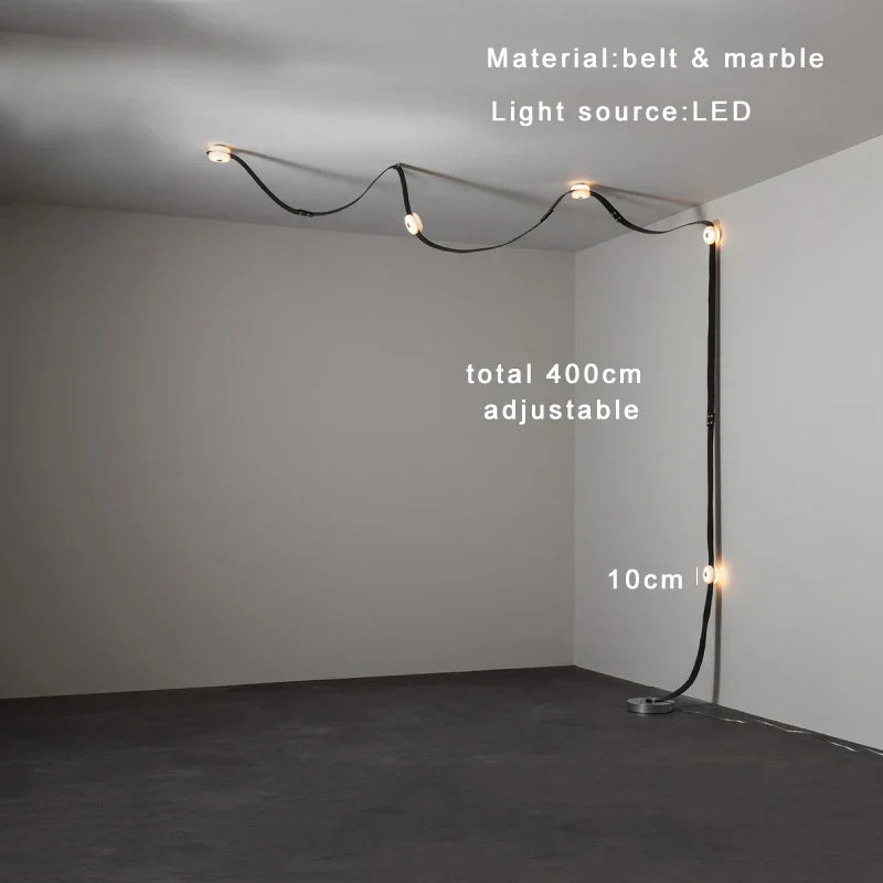 Soft Leather Marble Chandelier: Luxury Dimmable Lighting Fixture for Living Room or Cafe.