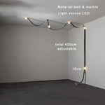 Soft Leather Marble Chandelier: Luxury Dimmable Lighting Fixture for Living Room or Cafe.