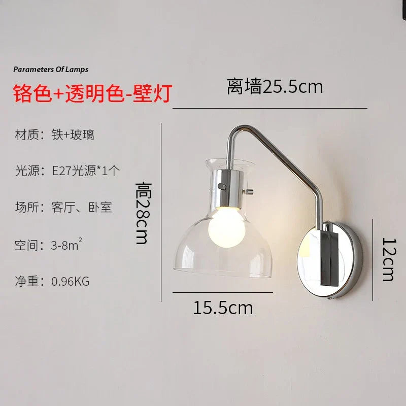 Bauhaus Glass LED Wall Lamp Iron Art Decor for Bedroom Living Room