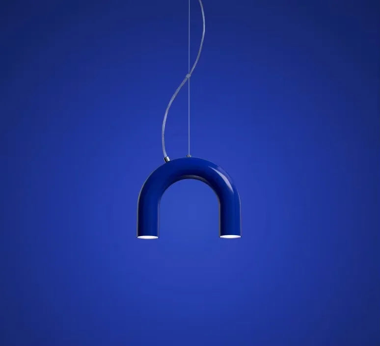 Blue Metal Arch Chandelier Pendant Light - Modern Design for Home Décor