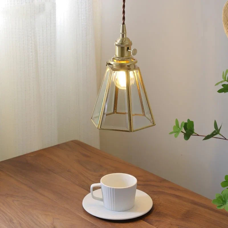 Glass Copper Pendant Light Modern LED Hanging Light for Home Decor