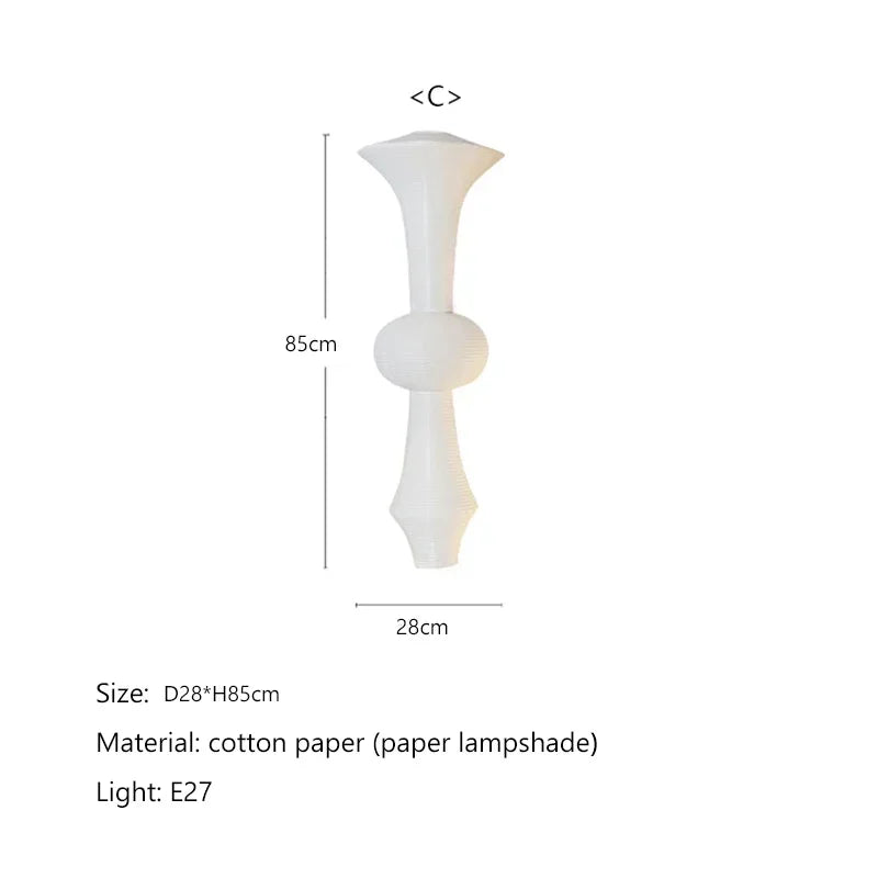Japanese Cotton Paper Pendant Lamp Wabi Sabi Chandelier with E27 Bulb