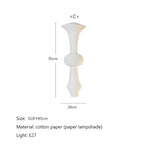 Japanese Cotton Paper Pendant Lamp Wabi Sabi Chandelier with E27 Bulb