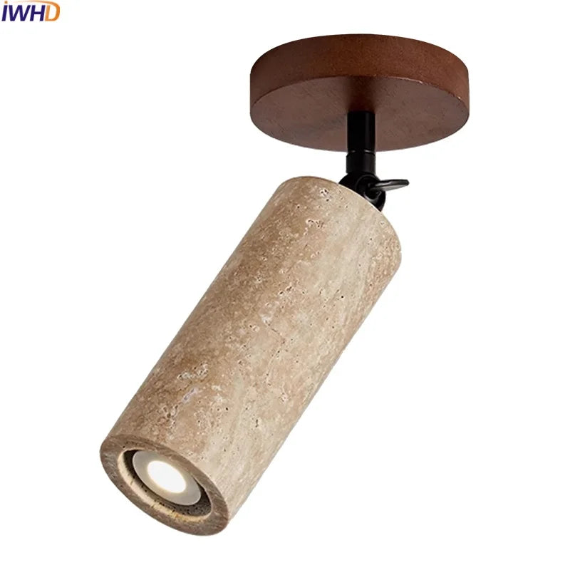 Yellow Travertine LED Ceiling Light - Modern Wabi-sabi Style for Living Room