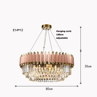 Art Deco Golden Crystal Chandelier LED Hanging Lamp