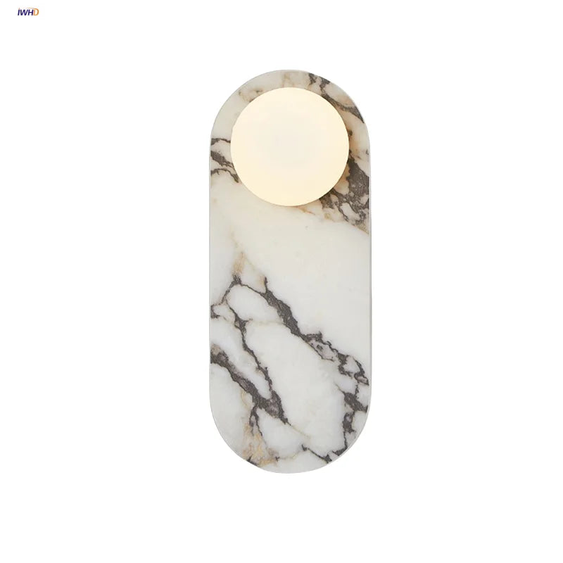 Luxury Stone LED Wall Lights White Glass Ball Wabi Sabi Wall Lamp