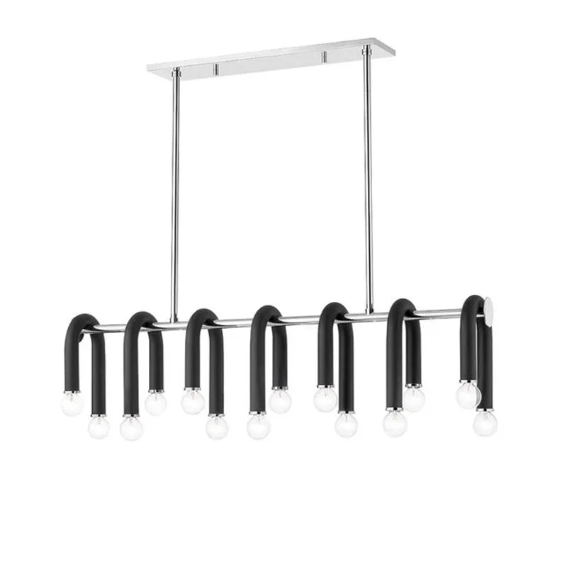 Black Aluminum Tube Dimmable LED Chandelier with U-Shaped Design