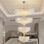 Modern Crystal Chandelier for Duplex Living Room, Lift High Hollow Design