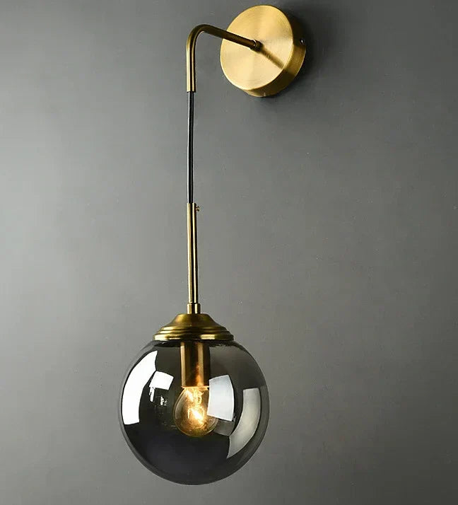 Golden Round Glass Wall Sconce: Modern Nordic Lighting Fixture for Home Decor