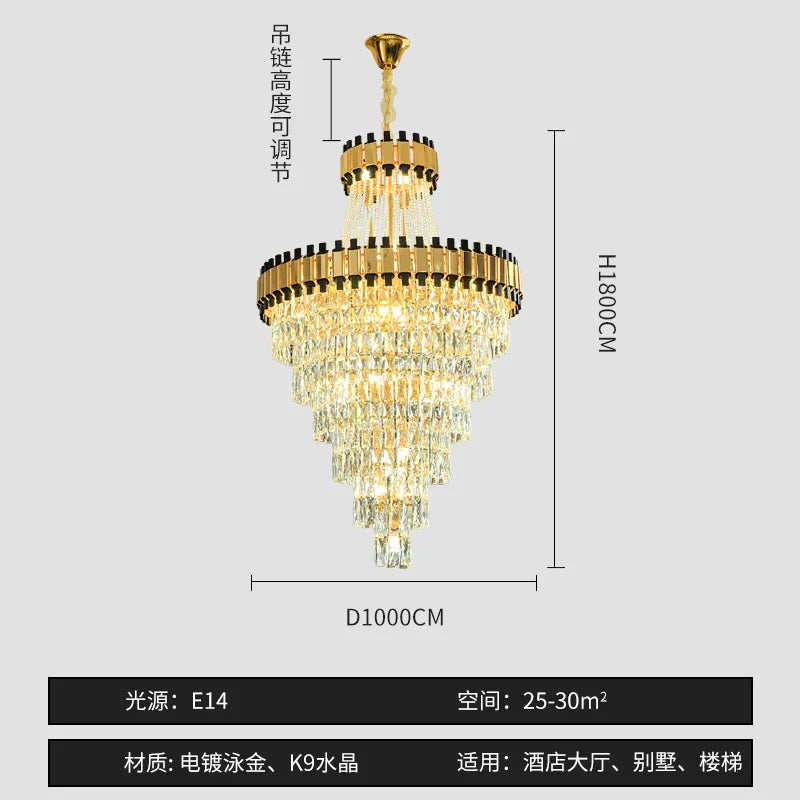 Crystal Chandelier for Duplex Villa Hotel Club Banquet Hall Engineering Lighting