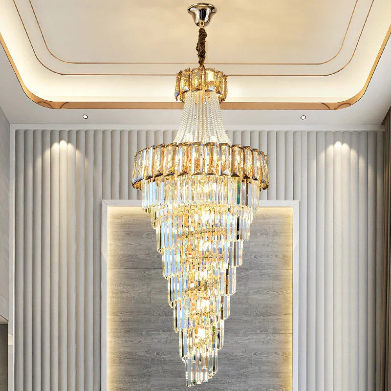 Elegant Crystal Chandelier for Duplex Spiral Staircase and Living Room