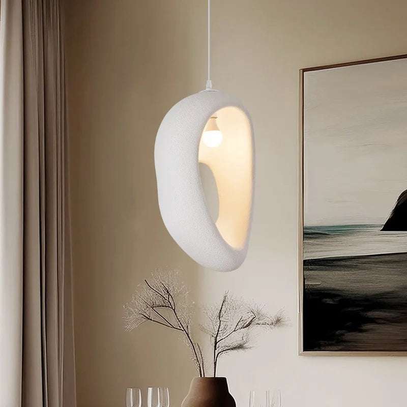 White Wabi Sabi E27 LED Pendant Chandelier for Home Decor & Bar, Nordic Design