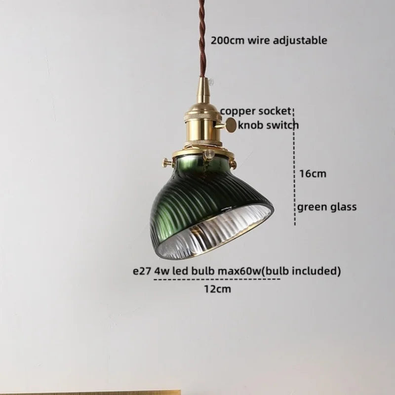 Copper Glass LED Pendant Lights Modern Hanging Lamp for Bar Bedroom Living Room