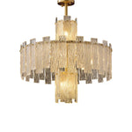 Art Deco Golden Copper Glass Chandelier LED Lighting Fixture