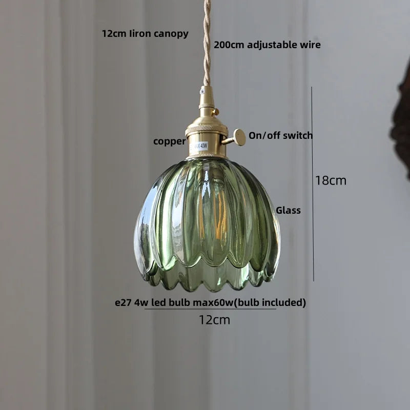 Flower Glass LED Pendant Lamp Japan Style Hanging Light Fixtures