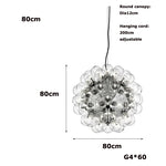 Clear Glass Bubble G4 LED Dandelion Chandelier - Gold/Silver/Black Hardware