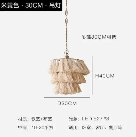 Fela Tassel Chandelier: Bohemian Chain Tiered Suspension Light for Living Room & Shop