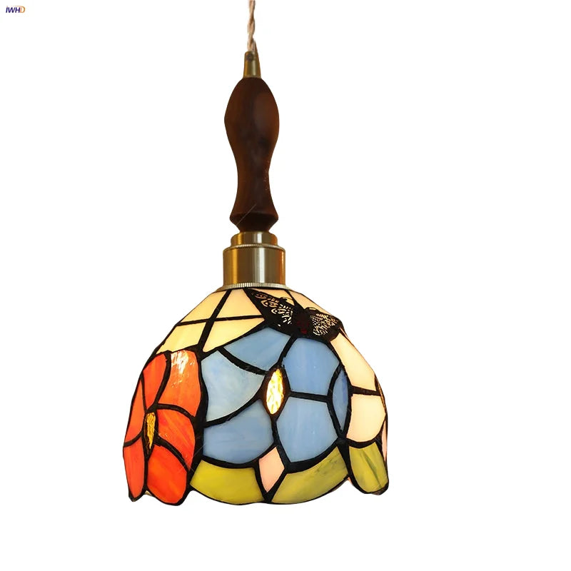 Tiffany Glass LED Pendant Light Fixture for Home Decor and Hotel Dining