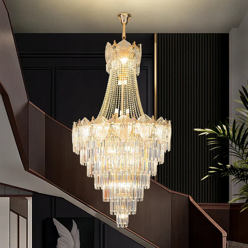 Elegant Simple Staircase Chandelier LED Livingroom Villa Creative Hotel Lighting