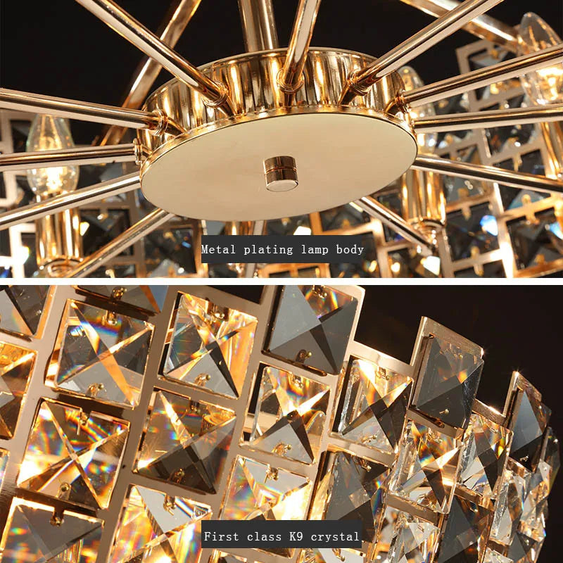 "2025 Crystal Gold Chandelier Pendant Lamp for Luxury Home Decor"