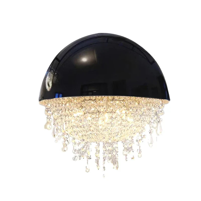 Modern Black White Hemisphere Hanging Chandelier Pendant Light for Living Dining Room
