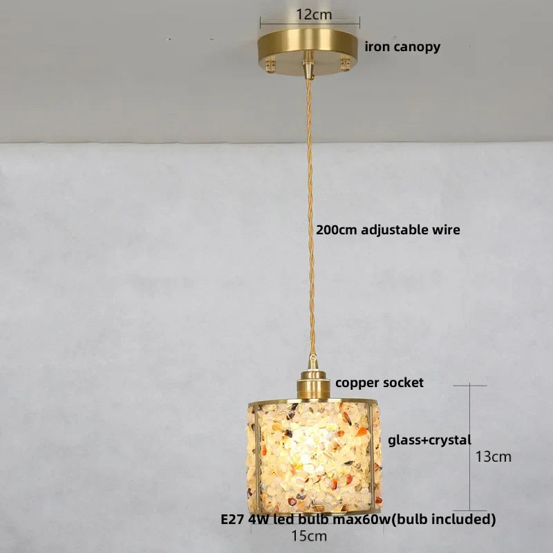 Afralia™ Crystal Glass LED Pendant: Tiffany Style Hanging Light for Living Room