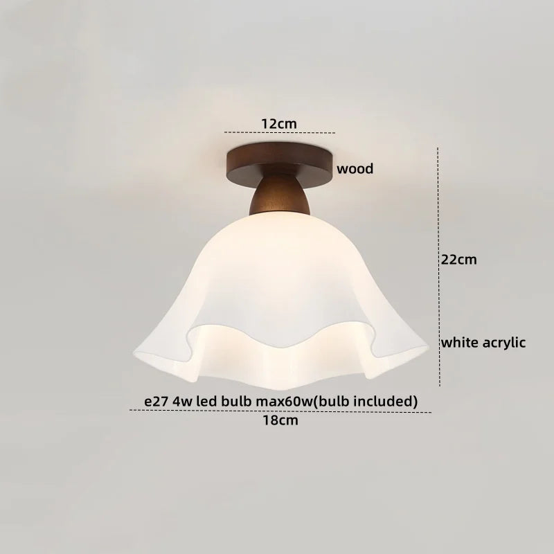 Wood Glass LED Ceiling Lamp Modern Kitchen Living Room Light Fixture