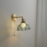 Copper Glass LED Wall Sconce Pull Chain Switch Modern Stair Light Fixtures