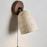 Yellow Travertine LED Wall Lights with Pull Chain Switch, Modern Rotate Bedside Lamp