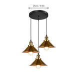 Vintage Industrial Chandelier - Retro Loft 3-Head Pendant Lamp in High-Quality Black Gold Finish