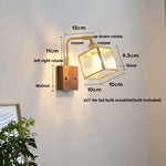 Wood Cube Glass LED Wall Lights with Pull Chain Switch for Modern Interiors