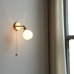 Clear Glass LED Wall Sconce Pull Chain Switch Modern Bathroom Mirror Light