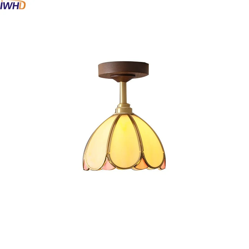 LED Glass Wood Ceiling Lamp for Modern Indoor Lighting and Decoration