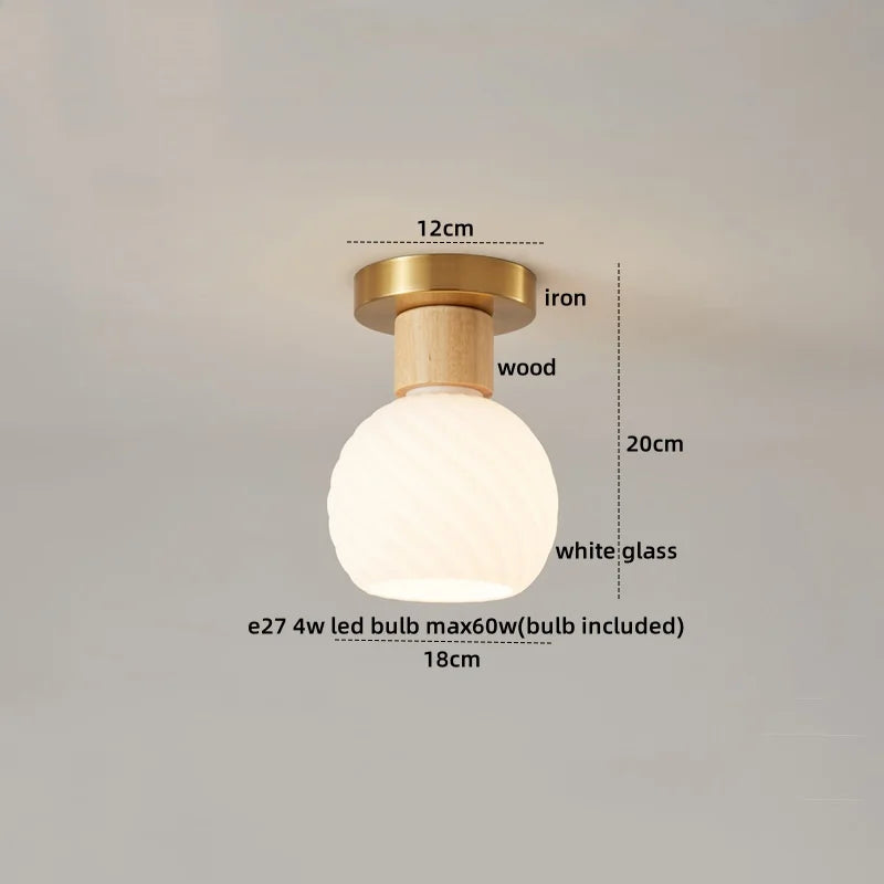 Wood Glass LED Ceiling Lamp Modern Kitchen Living Room Light Fixture