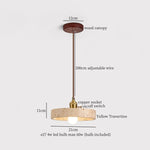 Cream Glass LED Pendant Lights Modern Wood Yellow Travertine Pendant Lamp