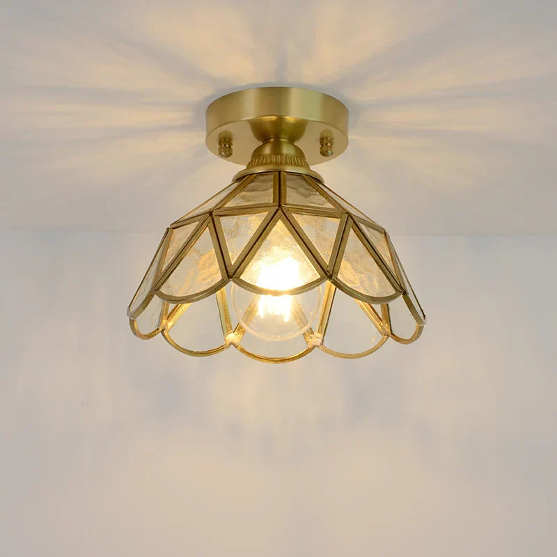 Glass Copper LED Ceiling Light - Nordic Home Lighting Fixture