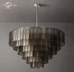 Sirene Smoke Glass Chandelier: Modern Round Hanging Lights for Living Room & Dining Room