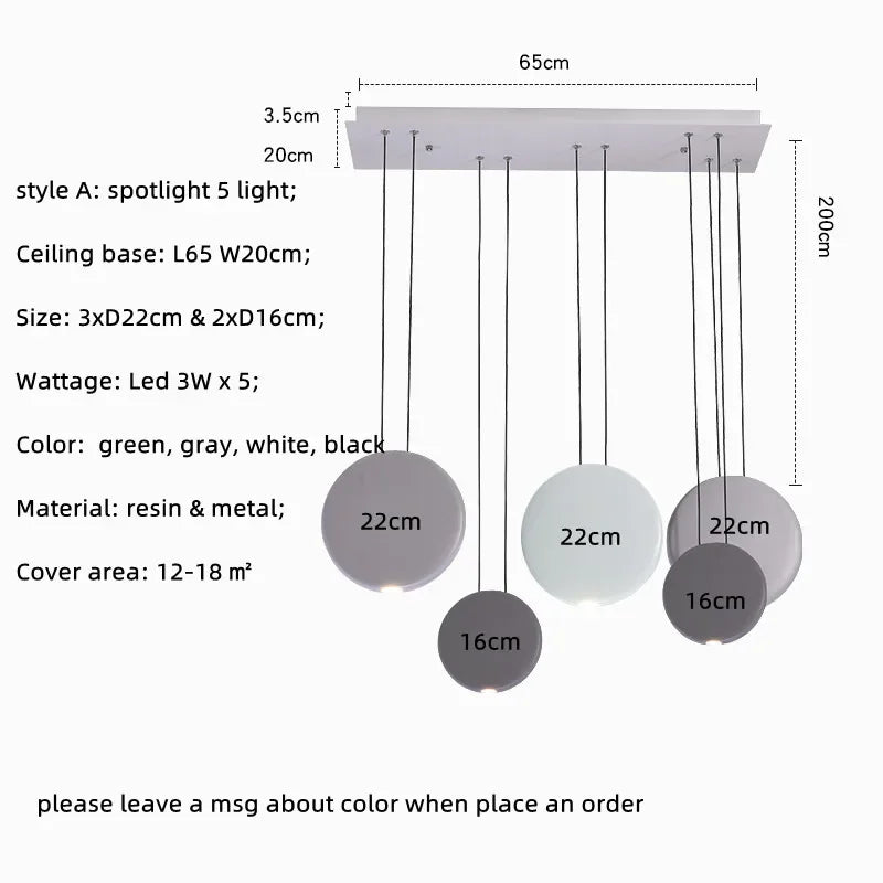 Nordic Bar Modern LED Pendant Light Resin Lustre Dining Room Hanging Lamp