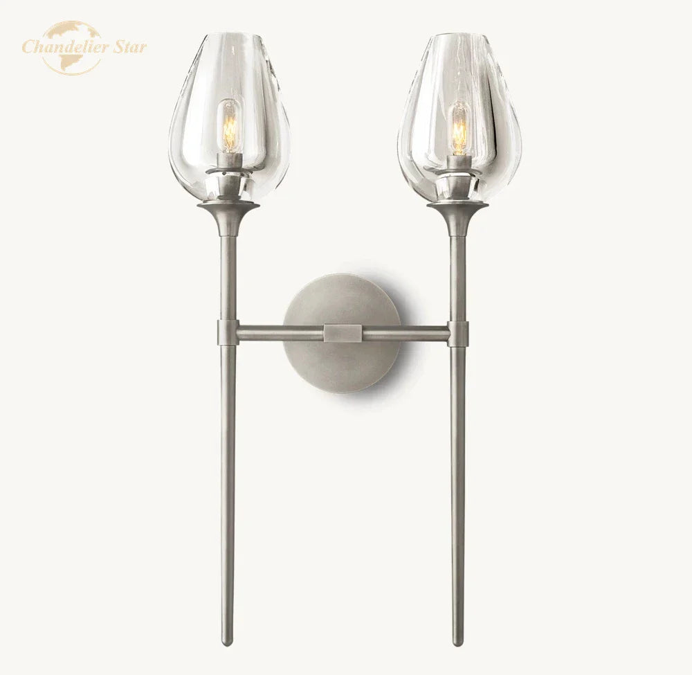 Tulip Glass Double Sconce Crystal Wall Lamp - Modern LED Wall Lighting