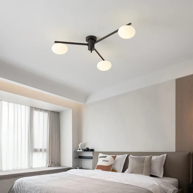 Brass Glass Ceiling Lamp, G9 Bulb Suspension Light for Bedroom, Living Room