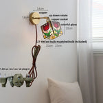 Copper Butterfly Glass Wall Light Fixture Up Down Rotate LED Bedside Lamp